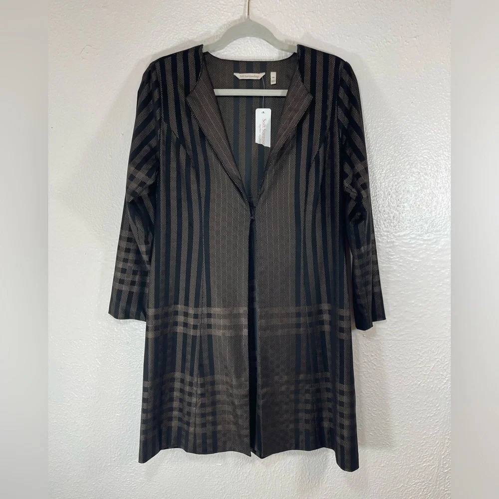Soft Surroundings NWT Stonehaven Plaid Duster Coat Cardigan Jacket Women’s Sz PM